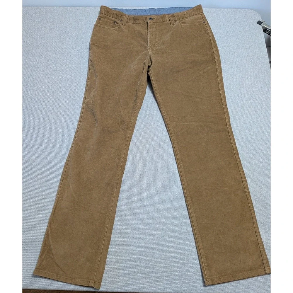 L.L.Bean Men's Brown Corduroy Pants 38x34 Standard Fit Stretch Cotton Academia